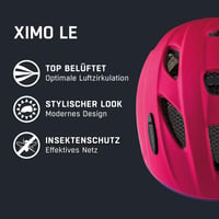 Detská cyklistická prilba ALPINA Ximo L.E., matná tmavoružová-fialová, obvod hlavy 45-49 cm, s voliteľným LED svetlom, ľahká a odolná proti rozbitiu 2