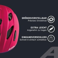 Cască de bicicletă pentru copii ALPINA Ximo L.E., Deeprose-Violet mat, circumferința capului 49-54 cm, ușoară și incasabilă, cu lumină LED opțională 3