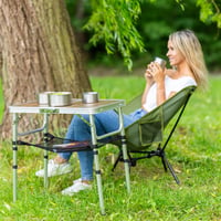 ALPINEZ Kempingový stôl 60x40 cm Skladací Výškovo nastaviteľný Hnedý | Vonkajší piknikový stôl Balkónový grilovací stôl Kompaktný Ľahký 2