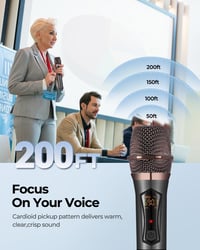 ALPOWL Vezeték Nélküli Mikrofon Szett, Dupla Kézi Mikrofon Rendszer Karaoke Énekléshez, Újratölthető Vevőegység Fekete 5