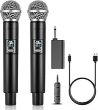 ALPOWL Vezeték Nélküli Mikrofon Szett, UHF Dupla Kézi Mikrofon Újratölthető Vevővel, 40 Óra Üzemidő, 60m Hatótáv, Karaoke Esküvő Templom 1