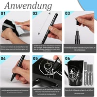 Marker cu vopsea cromată Altaroo, set 2 buc. – Marker argintiu cu vopsea, 2 mm, marker metalizat rezistent la apă pentru mașină, metal, sticlă, plastic 4