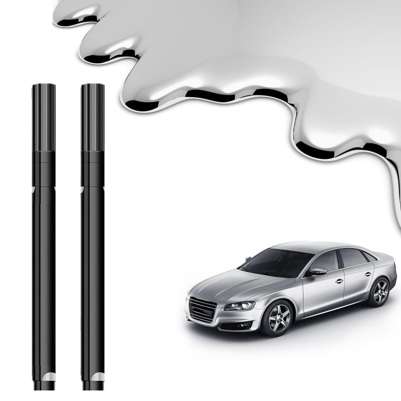 Marker cu vopsea cromată Altaroo, set 2 buc. – Marker argintiu cu vopsea, 2 mm, marker metalizat rezistent la apă pentru mașină, metal, sticlă, plastic