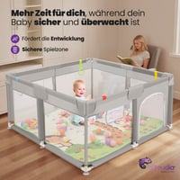 Altaudia dječja ogradica 120x120 cm siva s podlogom za igru, 50 loptica, torbom i prozračnom mrežicom – igralište za bebe 3