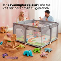 Altaudia dječja ogradica 120x120 cm siva s podlogom za igru, 50 loptica, torbom i prozračnom mrežicom – igralište za bebe 6