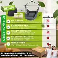 ALTLIEBENEU függőfotel 150 kg teherbírás, 360° forgatható, UV-álló, vízálló, 2 párnával és takaróval 7