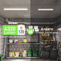 ALUSSO 2 kom LED svjetiljka za vlažne prostorije 120 cm, 36W 4320LM, 4000K IP65 vodootporna stropna svjetiljka za garažu, podrum, kupaonicu, radionicu, ured 3