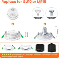 ALUSSO 6W LED Modul, Lapos GU10 és MR16 Helyettesítő, 3000K/4000K/6500K Állítható Színhőmérséklet, IP44 Vízálló Süllyesztett Spotlámpa, 6db 3