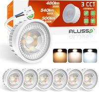 ALUSSO 6W LED Modul, Lapos GU10 és MR16 Helyettesítő, 3000K/4000K/6500K Állítható Színhőmérséklet, IP44 Vízálló Süllyesztett Spotlámpa, 6db 1