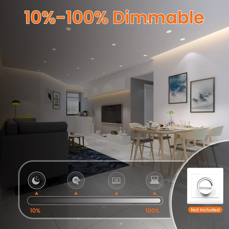 ALUSSO 7W LED Beépíthető Spotlámpa Dimmer Funkcióval, 3 Színhőmérséklet, IP44 Fürdőszoba Konyha