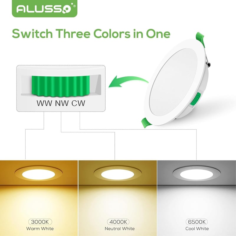ALUSSO LED Beépíthető Spotlámpa 15W Dimmelhető Meleg/Semleges/Hideg Fehér 6db