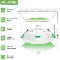 ALUSSO LED Beépíthető Spotlámpa 15W Dimmelhető Meleg/Semleges/Hideg Fehér 6db 2