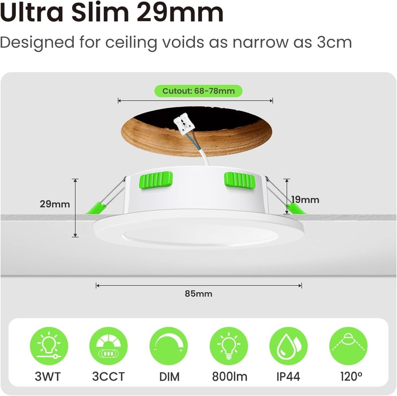 ALUSSO LED Beépíthető Spotlámpa 230V Dimmelhető 4W/6W/8W 3 Színhőmérséklet 10db - Set of 10, 2-White