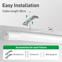 LED trubica ALUSSO 2 ks, 120 cm, integrované svietidlo, super jasné garážové osvetlenie, sada 6