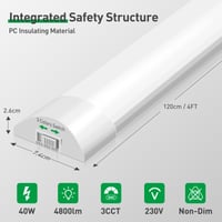 LED trubica ALUSSO 2 ks, 120 cm, integrované svietidlo, super jasné garážové osvetlenie, sada 2