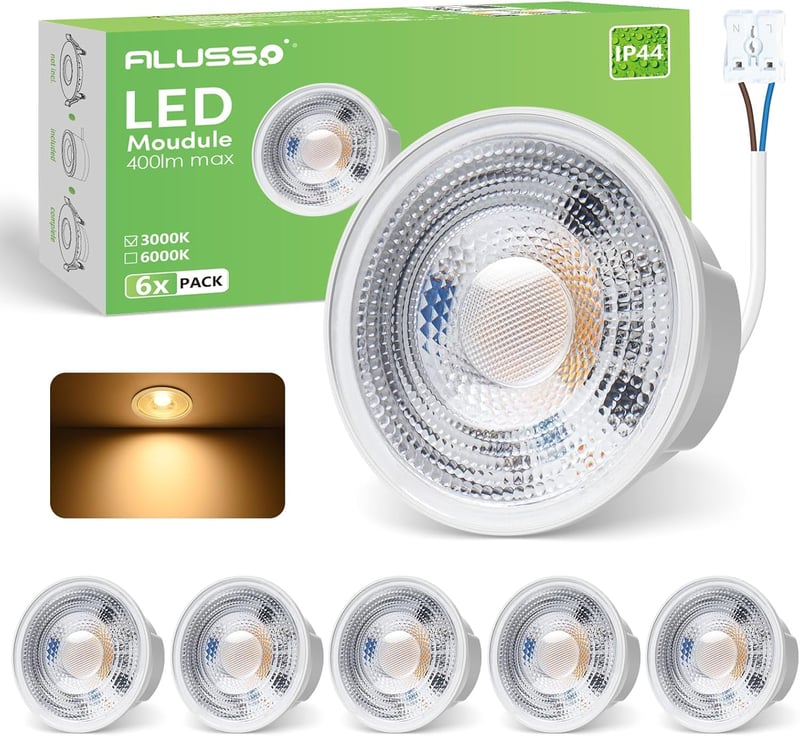 ALUSSO LED Modul 50x24mm Beépíthető Spotlighthoz 5W 400lm Meleg Fehér 3000K 6db