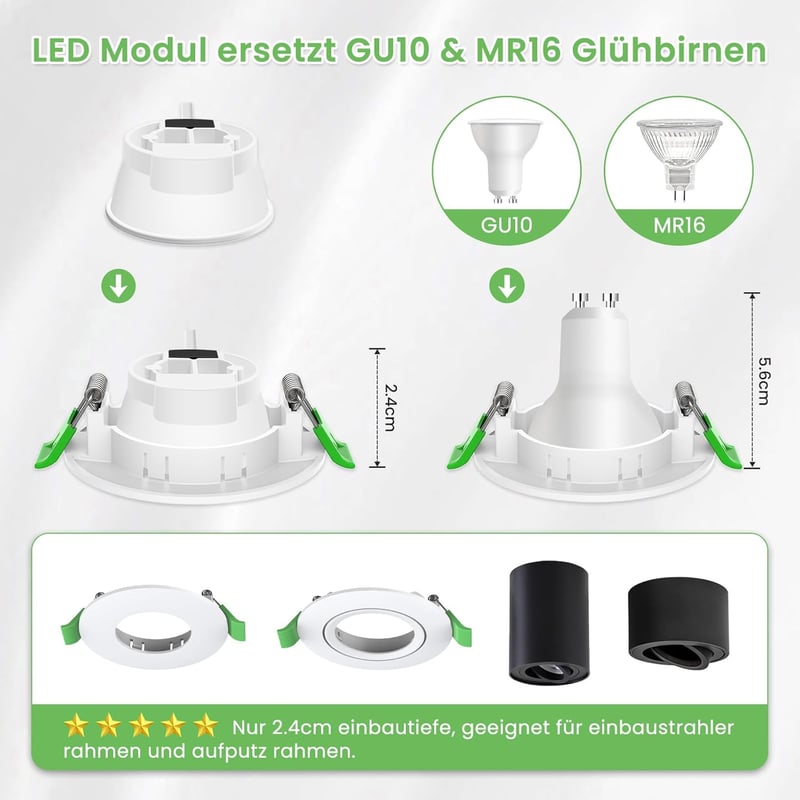 ALUSSO LED Modul 50x24mm Beépíthető Spotlighthoz 5W 400lm Meleg Fehér 3000K 6db