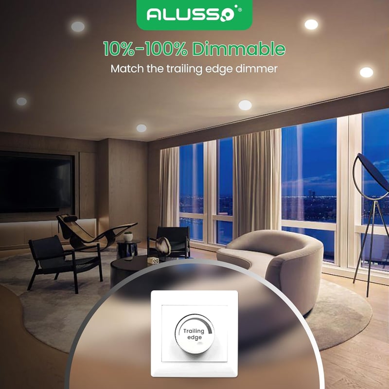ALUSSO LED Süllyesztett Spotlámpa Szett, 230V, 4W, Szabályozható, Ultra Lapos, 310Lm, IP44, 3 Színhőmérséklet, Fürdőszobába, Nappaliba, 6db