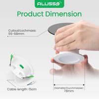 ALUSSO LED Süllyesztett Spotlámpa Szett, 230V, 4W, Szabályozható, Ultra Lapos, 310Lm, IP44, 3 Színhőmérséklet, Fürdőszobába, Nappaliba, 6db 5