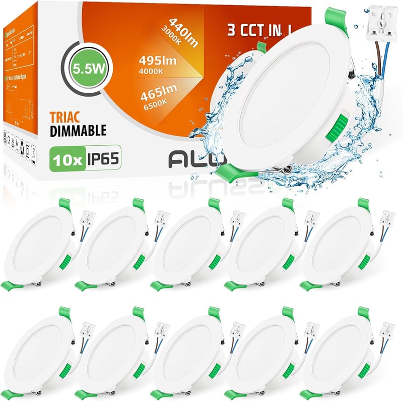 ALUSSO LED Süllyesztett Spotlámpa Szett, 230V, Dimmelhető, IP65, Ultra Lapos, 5.5W, Meleg/Semleges/Hideg Fehér, 68mm, Fürdőszobába, Konyhába