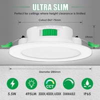 ALUSSO LED Süllyesztett Spotlámpa Szett, 230V, Dimmelhető, IP65, Ultra Lapos, 5.5W, Meleg/Semleges/Hideg Fehér, 68mm, Fürdőszobába, Konyhába 2