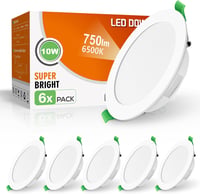 ALUSSO LED Süllyesztett Spotlámpa Szett, 6db, 10W, 750lm, Hideg Fehér 6500K, IP44 Vízálló, Fürdőszobába, Konyhába, 30mm Ultravékony, 125-135 1