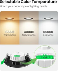 ALUSSO LED Süllyesztett Spotlámpa Szett - 6db Fekete Kerek IP44 Vízálló Lámpa 3 Színhőmérséklettel, Szabályozható, Konyha, Fürdő 4