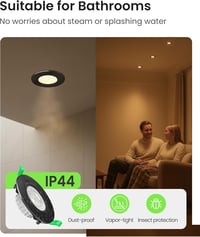 ALUSSO LED Süllyesztett Spotlámpa Szett - 6db Fekete Kerek IP44 Vízálló Lámpa 3 Színhőmérséklettel, Szabályozható, Konyha, Fürdő 3