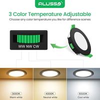 ALUSSO LED Süllyesztett Spotlámpa Szett 6db - Fekete, Lapos, IP44, Fényerőszabályozható, 230V, 4W, 3 Színhőmérséklet, Fürdőszobai 3