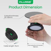 ALUSSO LED Süllyesztett Spotlámpa Szett 6db - Fekete, Lapos, IP44, Fényerőszabályozható, 230V, 4W, 3 Színhőmérséklet, Fürdőszobai 5