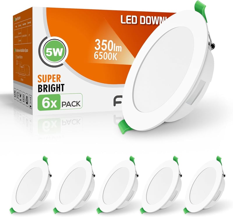 ALUSSO LED Süllyesztett Spotlámpa Szett, 6db, IP44 Vízálló, 5W, 350LM, 6500K Hideg Fehér, 30mm Ultra Lapos, Fürdőszobai Mennyezeti Világítás