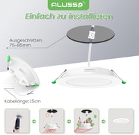 ALUSSO LED Süllyesztett Spotlámpa Szett, 6db, IP44 Vízálló, 5W, 350LM, 6500K Hideg Fehér, 30mm Ultra Lapos, Fürdőszobai Mennyezeti Világítás 6