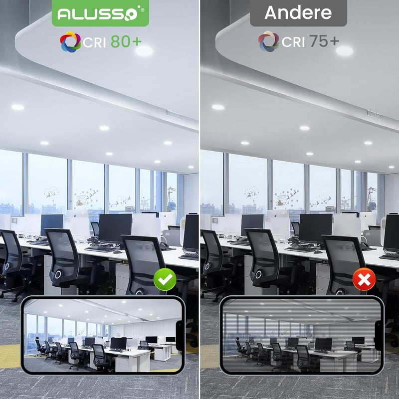 ALUSSO LED Süllyesztett Spotlámpa Szett, 6db, IP44 Vízálló, 5W, 350LM, 6500K Hideg Fehér, 30mm Ultra Lapos, Fürdőszobai Mennyezeti Világítás