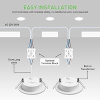 ALUSSO LED Süllyesztett Mennyezeti Lámpa 9W - Ultra Vékony Spotlámpa Szett, Meleg Fehér 3000K, IP44, Konyha és Fürdőszoba, 6 db 7