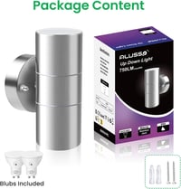 ALUSSO LIGHTING LED Fali Lámpa Kültéri Rozsdamentes Acél Up Down 2x8W GU10 IP65 7