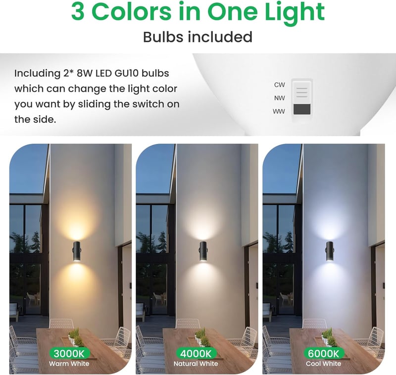 ALUSSO Rozsdamentes Acél LED Fali Lámpa Kültéri Beltéri IP65 Vízálló 2x8W GU10 Ezüst