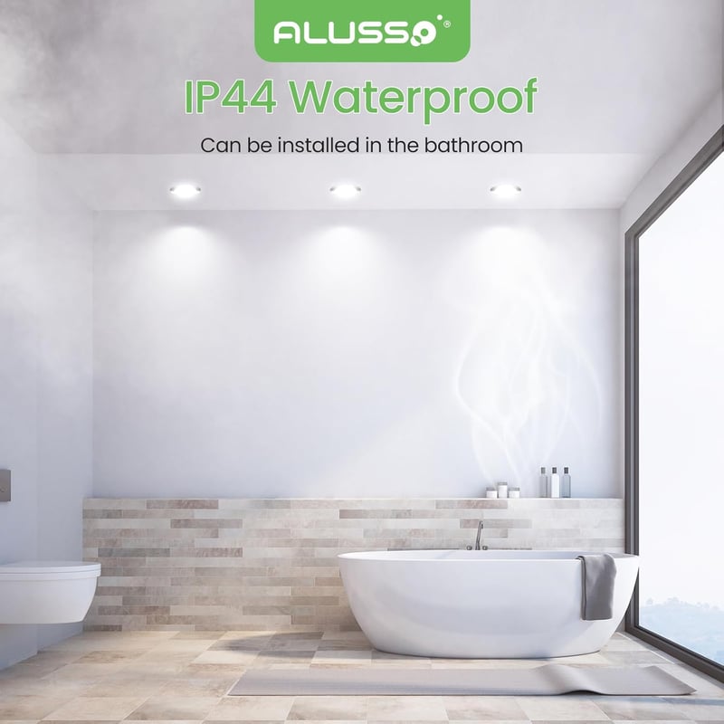 ALUSSO Süllyesztett LED Spotlámpa 230V 5W 440LM Szabályozható Fényerő 3 Színhőmérséklet IP44 Kerek Mennyezeti Világítás Fürdőszobába Konyháb