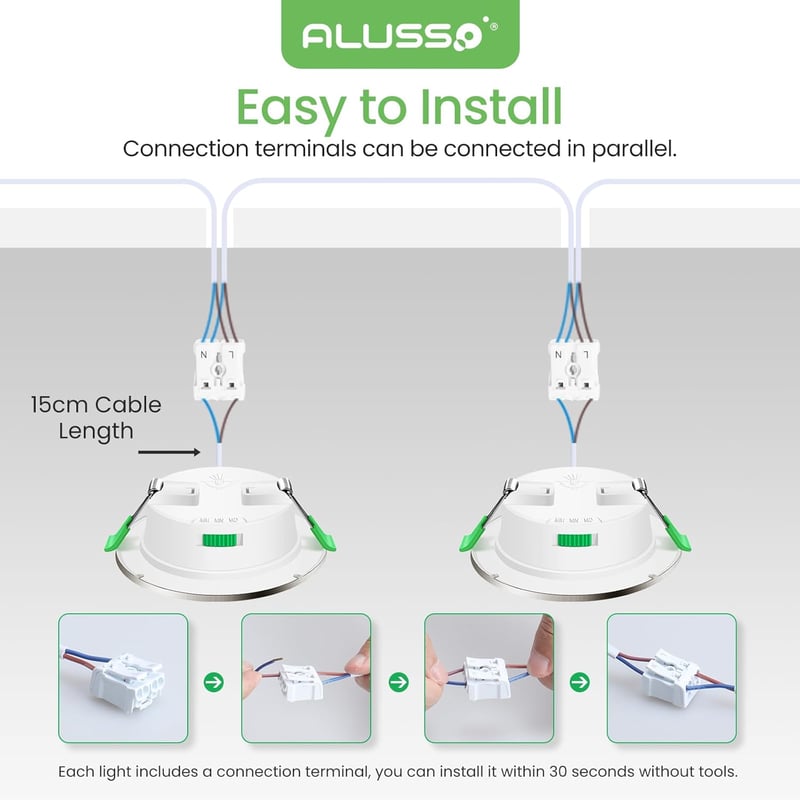 ALUSSO Süllyesztett LED Spotlámpa 230V 5W 440LM Szabályozható Fényerő 3 Színhőmérséklet IP44 Kerek Mennyezeti Világítás Fürdőszobába Konyháb