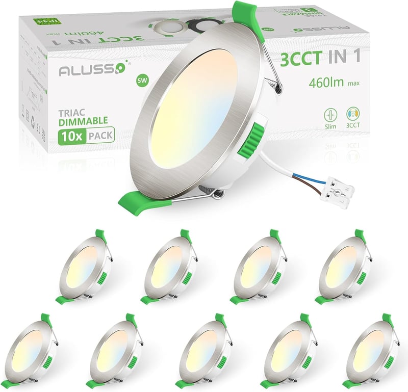 ALUSSO Süllyesztett LED Spotlámpa 230V 5W 440LM Szabályozható Fényerő 3 Színhőmérséklet IP44 Kerek Mennyezeti Világítás Fürdőszobába Konyháb