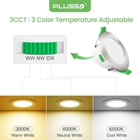 ALUSSO Süllyesztett LED Spotlámpa 230V 5W 440LM Szabályozható Fényerő 3 Színhőmérséklet IP44 Kerek Mennyezeti Világítás Fürdőszobába Konyháb 3