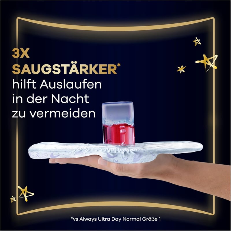 Always Ultimate Night Egészségügyi Betét Szárnyakkal 54 db Szuperabszorbens - Größe 6