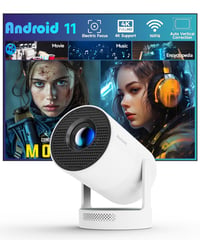 Prenosný mini projektor Alwtniet s technológiou WiFi 6 a Bluetooth 5.4, podpora 4K, elektrické zaostrovanie, otáčanie o 180°, 5W reproduktor, inteligentné domáce kino 1