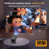 Mini proiector portabil 4K Alwtniet HY310, 1080P, Android, WiFi 6, BT 5.4, 260 ANSI, focalizare automată, corecție trapez, rotație 180 grade, HDMI, U 7