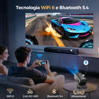 Mini proiector portabil 4K Alwtniet HY310, 1080P, Android, WiFi 6, BT 5.4, 260 ANSI, focalizare automată, corecție trapez, rotație 180 grade, HDMI, U 5