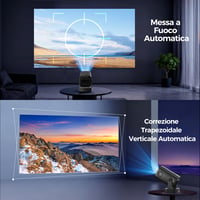 Mini proiector portabil 4K Alwtniet HY310, 1080P, Android, WiFi 6, BT 5.4, 260 ANSI, focalizare automată, corecție trapez, rotație 180 grade, HDMI, U 4