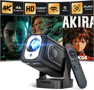 Alwtniet HY310 hordozható 4K miniprojektor 1080P Android WiFi 6 BT 5.4 260 ANSI automatikus fókusz trapézkorrekció 180 fokos forgatás HDMI U