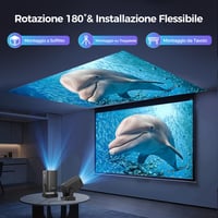 Mini proiector portabil 4K Alwtniet HY310, 1080P, Android, WiFi 6, BT 5.4, 260 ANSI, focalizare automată, corecție trapez, rotație 180 grade, HDMI, U 8