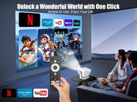 Alwtniet HY450 Smart Projector Android 13, 1080P natív felbontás, 700 ANSI lumen, 4K támogatás, hordozható autós projektor, WiFi, Bluetooth, 7