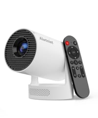 Mini projektor Alwtniet 4K Full HD, Wi-Fi 6 a Bluetooth 5.4, 200 ANSI, 5W reproduktor, automatická korekcia lichobežníkového skreslenia, otočný o 180°, Android 14.0, prenosný 1
