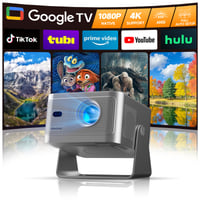 Mini projektor Alwtniet s podporou 4K, Google TV, natívnym rozlíšením 1080P, svietivosťou 650 ANSI lúmenov, prenosný projektor na domáce kino 1